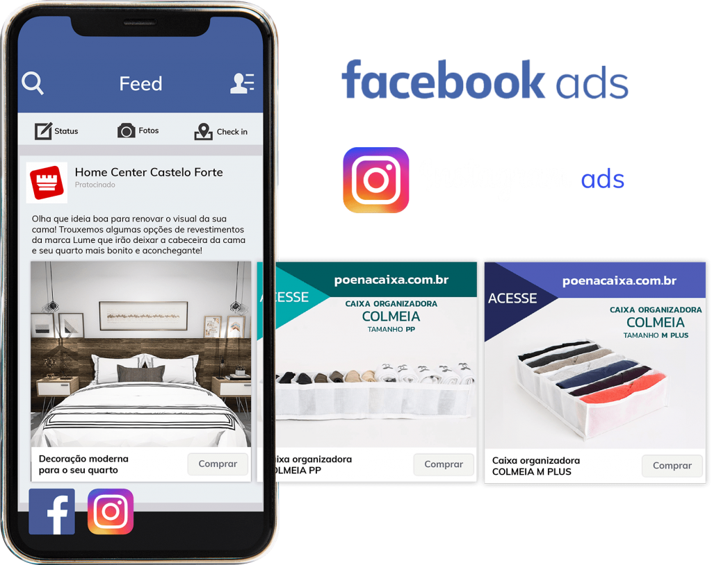 Representação das campanhas em Facebook e Instagram ads